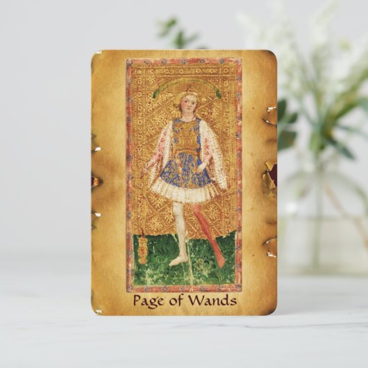ANTIQUE RENAISSANCE TAROTS / PAGE OF THE WANDS (Standing Front)