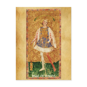 ANTIQUE RENAISSANCE TAROTS  / PAGE OF THE WANDS POSTCARD
