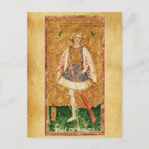 ANTIQUE RENAISSANCE TAROTS / PAGE OF THE WANDS POSTCARD
