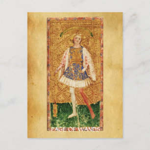 ANTIQUE RENAISSANCE TAROTS / PAGE OF WANDS POSTCARD