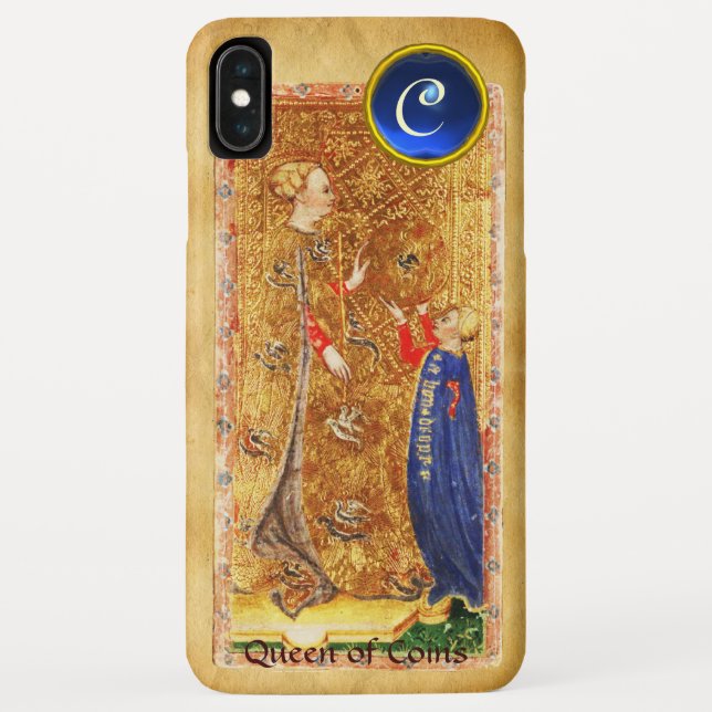 ANTIQUE RENAISSANCE TAROTS,QUEEN OF COINS Monogram Case-Mate iPhone Case (Back)