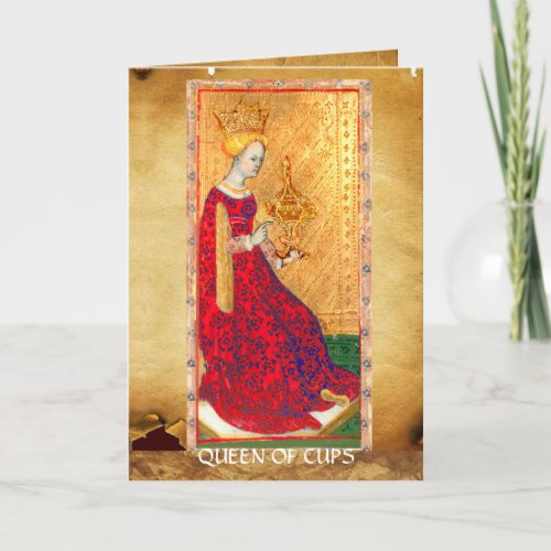 ANTIQUE RENAISSANCE TAROTS QUEEN OF CUPS HOLIDAY CARD