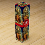 ANTIQUE RENAISSANCE TAROTS/ QUEEN OF CUPS MONOGRAM WINE GIFT BOX<br><div class="desc">Missing minor arcana Queen of Cups created and replaced by Bulgan Lumini (c) .Digital collage and painting inspired by Medieval tarots. This beautiful Visconti deck may be the oldest Tarot deck in existence. It is one of several hand-painted Italian decks that the Visconti family commissioned in the 15th Century.The surviving...</div>