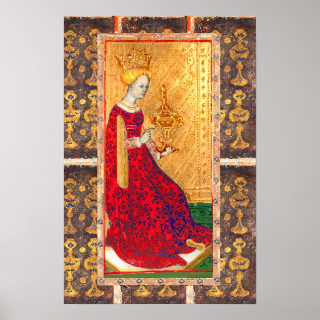 ANTIQUE RENAISSANCE TAROTS  / QUEEN OF CUPS POSTER (Front)