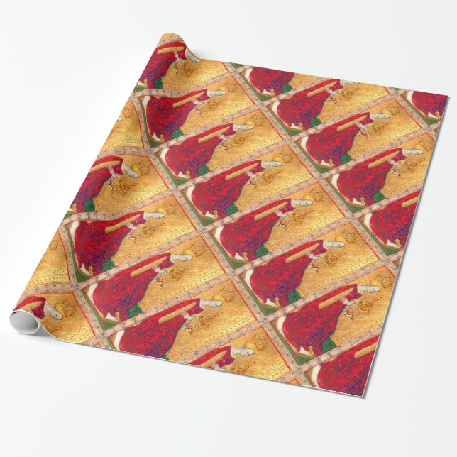 ANTIQUE RENAISSANCE TAROTS / QUEEN OF CUPS WRAPPING PAPER (Unrolled)