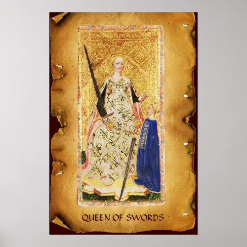 ANTIQUE RENAISSANCE TAROTS   QUEEN OF SWORDS POSTER