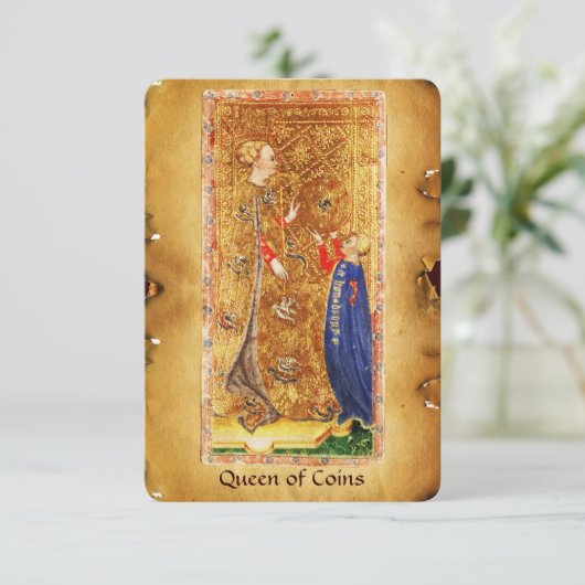 ANTIQUE RENAISSANCE TAROTS / QUEEN OF THE COINS (Standing Front)
