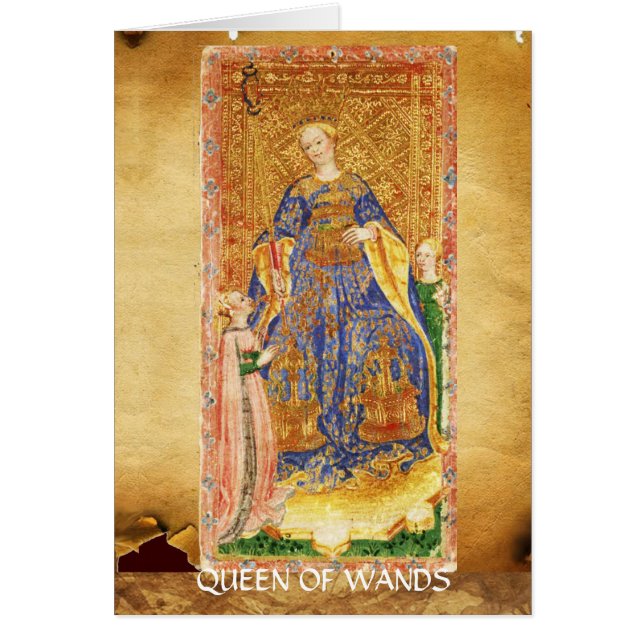 ANTIQUE RENAISSANCE TAROTS QUEEN OF WANDS CARDS (Front)