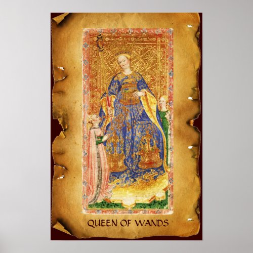 ANTIQUE RENAISSANCE TAROTS   QUEEN OF WANDS POSTER