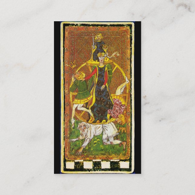 ANTIQUE RENAISSANCE TAROTS/ SUN & WHEEL OF FORTUNE BUSINESS CARD (Back)