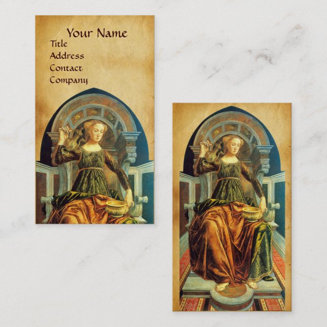 ANTIQUE RENAISSANCE TAROTS TEMPERANCE PARCHMENT BUSINESS CARD (Front/Back)