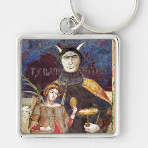 ANTIQUE RENAISSANCE TAROTS ,THE DEVIL AND CONCEIT KEYCHAIN