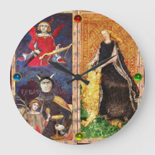 ANTIQUE RENAISSANCE TAROTS THE DEVIL AND FORTITUDE LARGE CLOCK