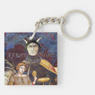 ANTIQUE RENAISSANCE TAROTS,THE DEVIL,PRIDE,CONCEIT KEYCHAIN