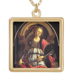 ANTIQUE RENAISSANCE TAROTS THE FORTITUDE- STRENGHT GOLD PLATED NECKLACE