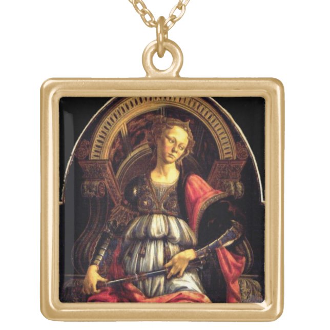 ANTIQUE RENAISSANCE TAROTS THE FORTITUDE- STRENGHT GOLD PLATED NECKLACE (Front)