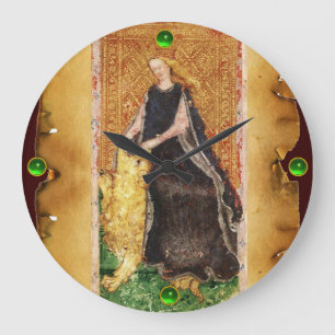 ANTIQUE RENAISSANCE TAROTS THE FORTITUDE- STRENGHT LARGE CLOCK