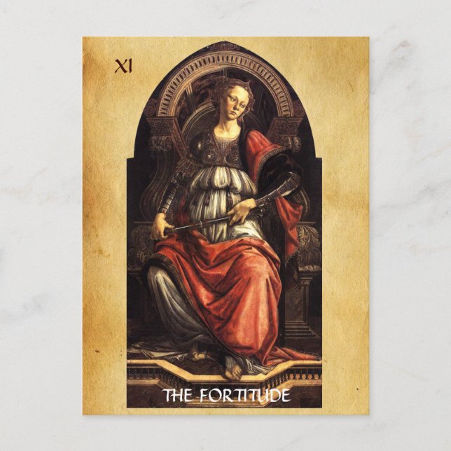 ANTIQUE RENAISSANCE TAROTS THE FORTITUDE- STRENGHT POSTCARD (Front)