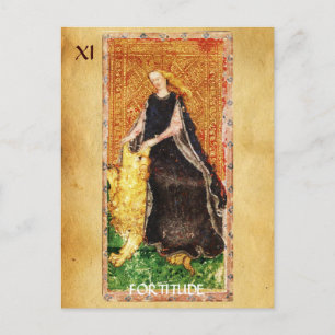 ANTIQUE RENAISSANCE TAROTS THE FORTITUDE- STRENGHT POSTCARD