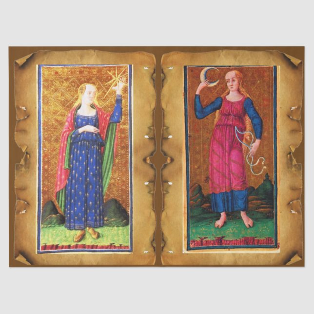 ANTIQUE RENAISSANCE TAROTS  /THE STAR AND THE MOON TISSUE PAPER (Front)