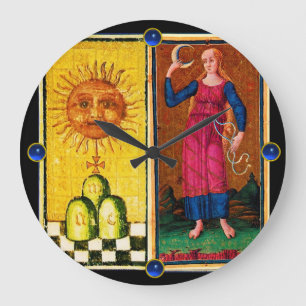 ANTIQUE RENAISSANCE TAROTS /THE SUN AND THE MOON LARGE CLOCK