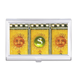 ANTIQUE RENAISSANCE TAROTS /THE SUN GEM MONOGRAM BUSINESS CARD HOLDER