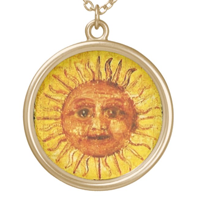 ANTIQUE RENAISSANCE TAROTS  /THE SUN GOLD PLATED NECKLACE (Front)