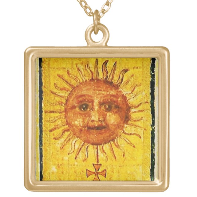 ANTIQUE RENAISSANCE TAROTS  /THE SUN GOLD PLATED NECKLACE (Front)