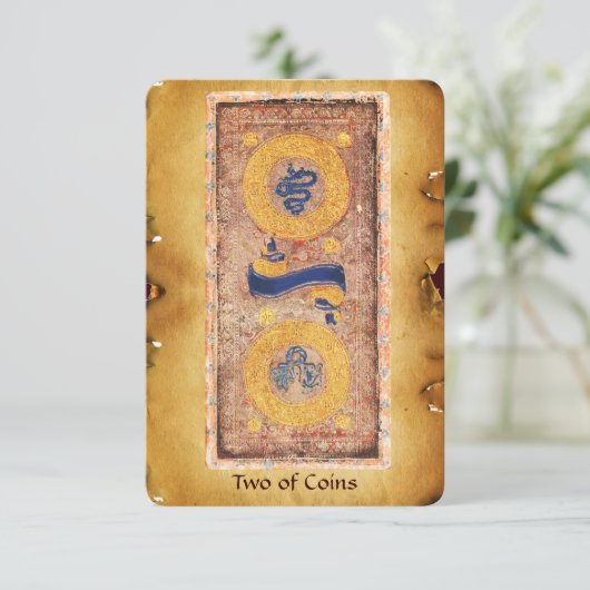 ANTIQUE RENAISSANCE TAROTS / TWO OF COINS (Standing Front)