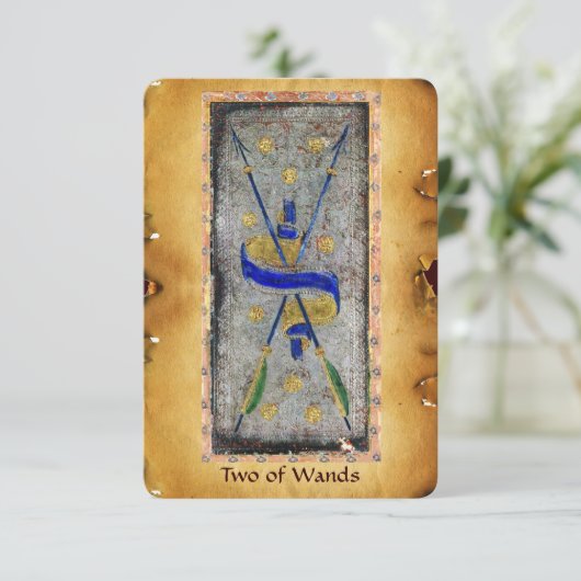 ANTIQUE RENAISSANCE TAROTS  / TWO OF WANDS (Standing Front)