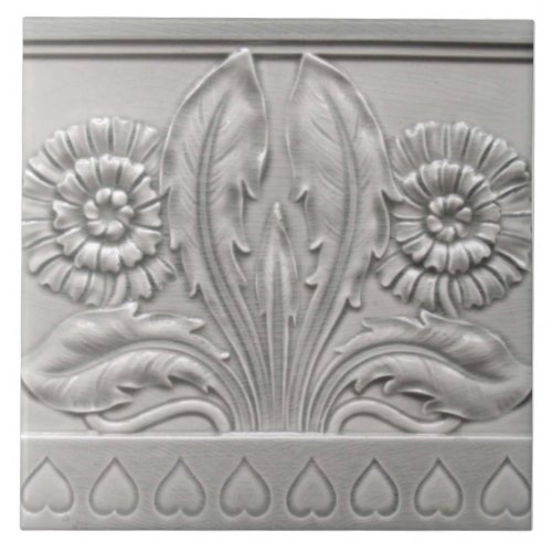 Antique Repro 3D look Neutral Floral Border Ceramic Tile
