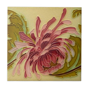 Antique Repro Chrysanthemum Border Tile