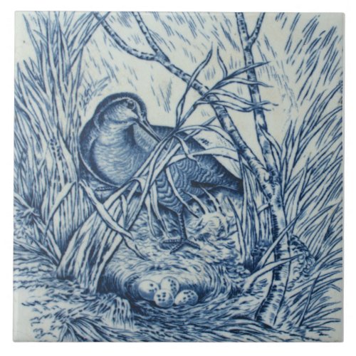 Antique Repro Wedgwood Nesting Duck Blue Ceramic Tile