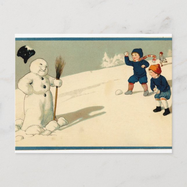Antique Reproduction Christmas Greetings Holiday Postcard (Front)