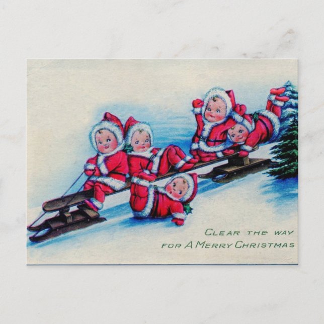 Antique Reproduction Christmas Greetings Holiday Postcard (Front)
