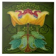 Art Nouveau Reproduction Decorative Ceramic Tile Sinola 'B' 6"x6"