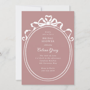 Antique Ribbon Bow Victorian Frame Bridal Shower Invitation