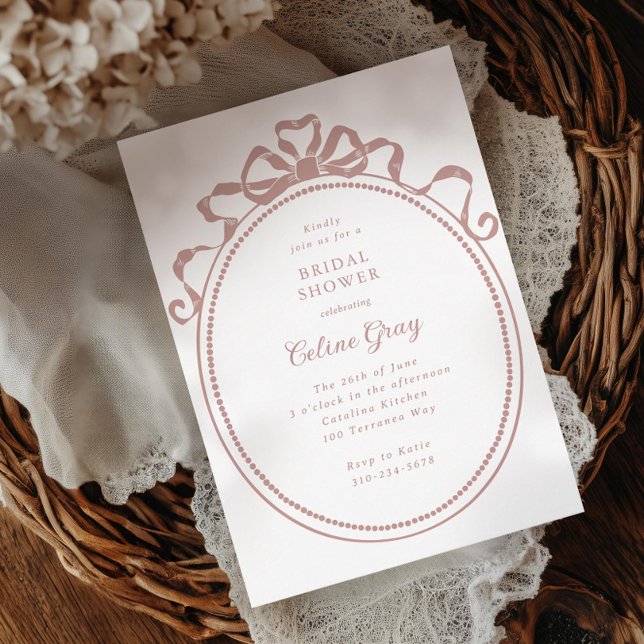 Antique Ribbon Bow Victorian Frame Bridal Shower Invitation (Creator Uploaded)