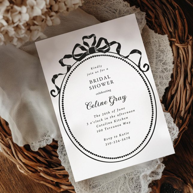 Antique Ribbon Bow Victorian Frame Bridal Shower Invitation (Creator Uploaded)