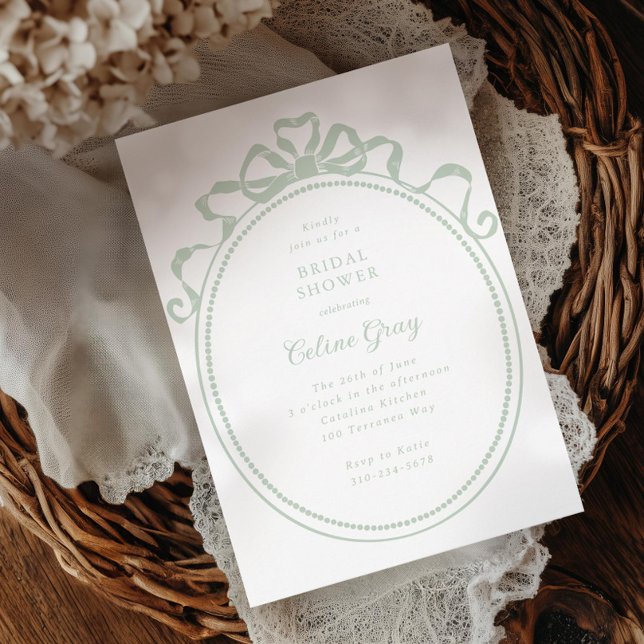 Antique Ribbon Bow Victorian Frame Bridal Shower Invitation (Creator Uploaded)