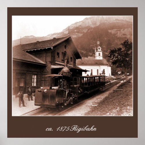 Antique Rigi Railroad mountain train station photo Poster