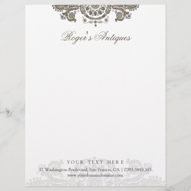Antique Rococo Ornate Letterhead (Front)