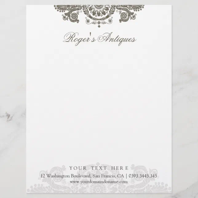 Blank Rococo Letter Antique Rococo Ornate Letterhead | Zazzle
