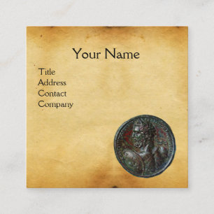 ANTIQUE ROMAN BRONZE MEDALLION Brown Parchment Square Business Card
