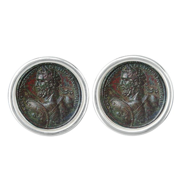 ANTIQUE ROMAN BRONZE MEDALLION CUFFLINKS (Front)