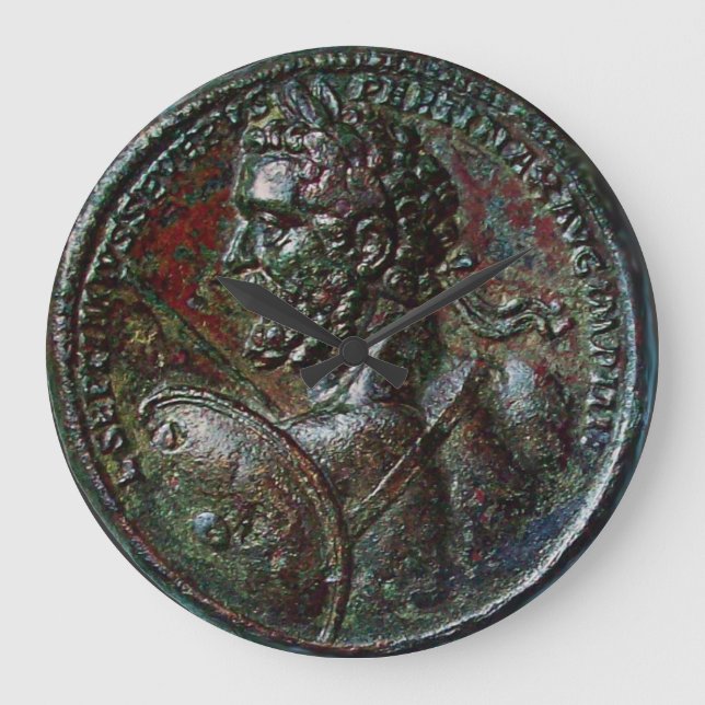 ANTIQUE ROMAN BRONZE MEDALLION EMPEROR SEVERUS LARGE CLOCK (Front)