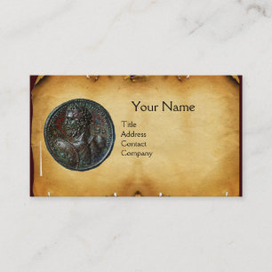 ANTIQUE ROMAN BRONZE MEDALLION MONOGRAM parchment Business Card