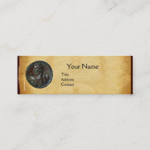 ANTIQUE ROMAN BRONZE MEDALLION MONOGRAM parchment Mini Business Card
