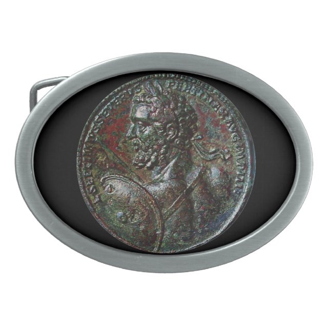 ANTIQUE ROMAN BRONZE MEDALLION SEPTIMUS SEVERUS BELT BUCKLE (Front)