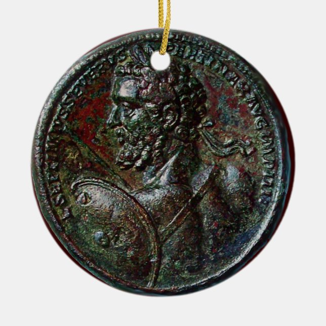 ANTIQUE ROMAN BRONZE MEDALLION SEPTIMUS SEVERUS CERAMIC ORNAMENT (Front)